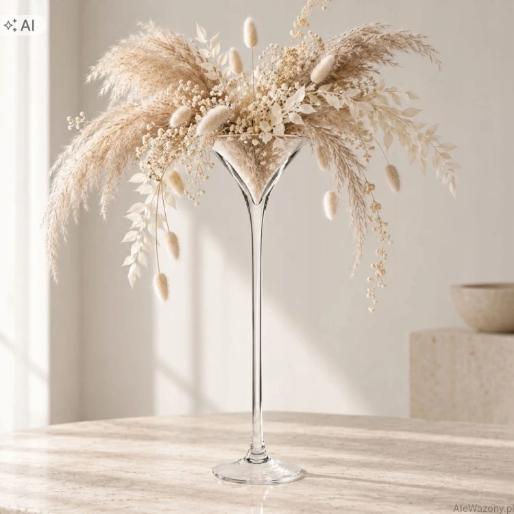 Szklany świecznik Martini 50 cm  x   15 cm