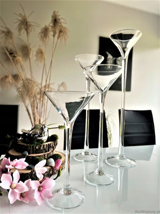 Szklany świecznik Martini 50 cm  x   15 cm