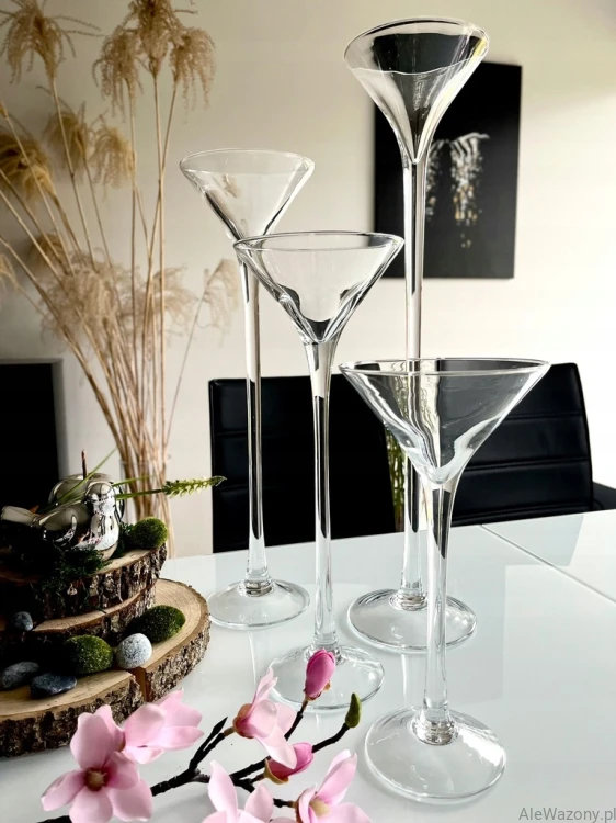 Szklany świecznik Martini 50 cm  x   15 cm