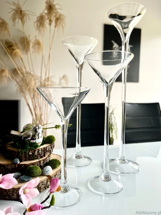 Szklany świecznik Martini 50 cm  x   15 cm