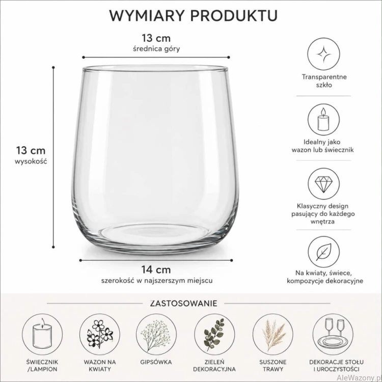 Wazon szklany h 13 cm