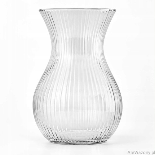 Wazon szklany  Prążkowany  h 18 cm