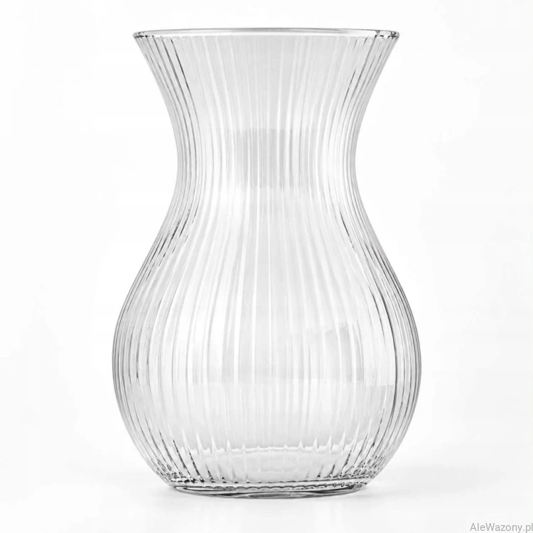 Wazon szklany  Prążkowany  h 18 cm