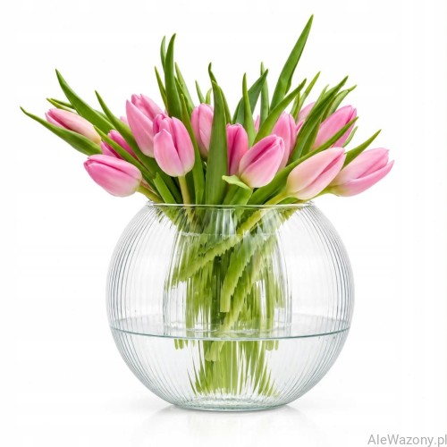 Wazon  Ryflowany Szklana Kula  h 15,5 cm