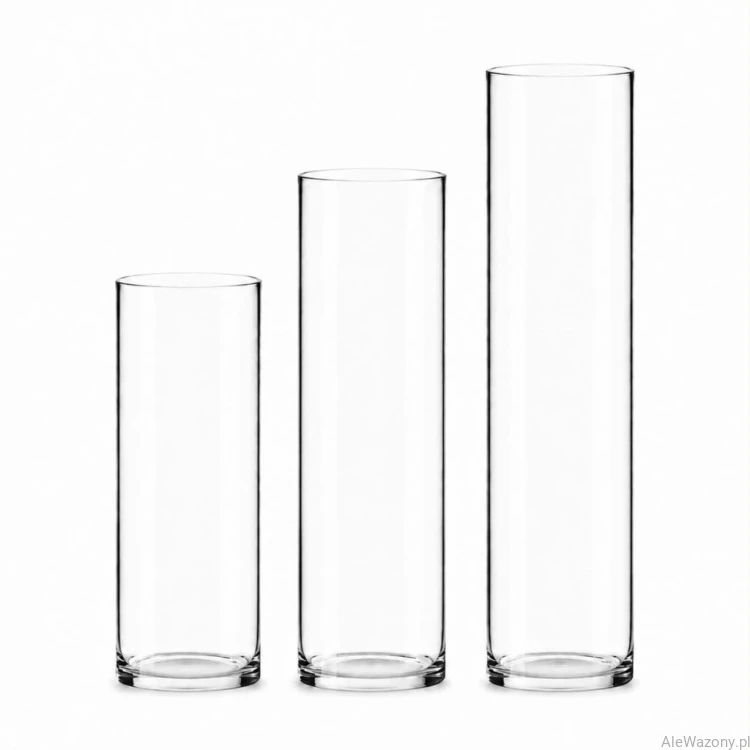 Wazony szklane cylinder 20/25/30 cm   x   6 cm  -  zestaw 3 sztuk