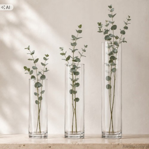 Wazony szklane cylinder  30/40/50 cm  x  10 cm  -  zestaw 3 sztuk