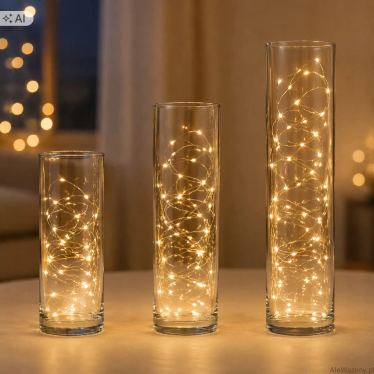 Wazony szklane cylinder  30/40/50 cm  x  10 cm  -  zestaw 3 sztuk