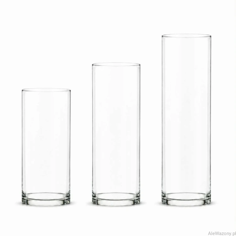 Wazon szklany tuba cylinder zestaw 3 szt. 30/35/40 cm  x  12 cm -  zestaw 3 sztuk