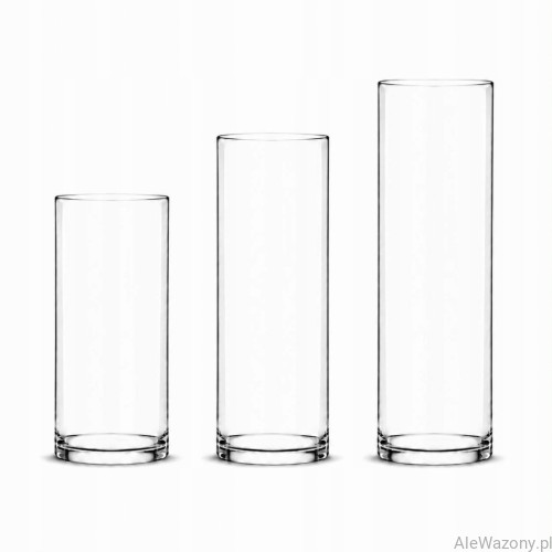 Wazony szklane cylinder 25/30/35 cm  x  12 cm - zestaw 3 sztuk