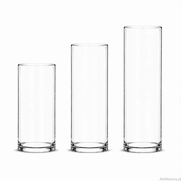 Wazony szklane cylinder 25/30/35 cm  x  12 cm - zestaw 3 sztuk