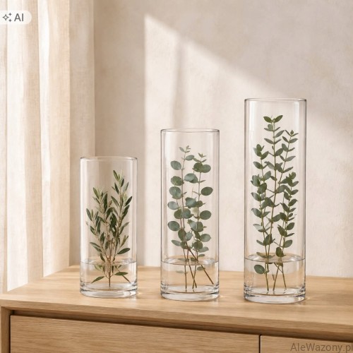 Wazony szklane cylinder 25/30/35 cm  x  12 cm - zestaw 3 sztuk