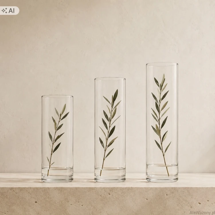 Wazony szklane cylinder 25/30/35 cm  x  12 cm - zestaw 3 sztuk