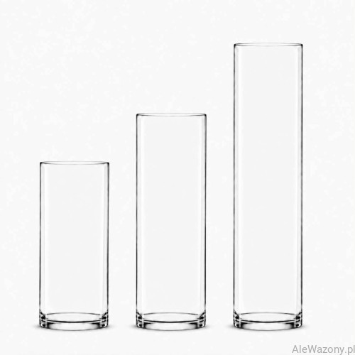 Wazony szklane cylinder  30/40/50 cm  x  12 cm  -  zestaw 3 sztuk