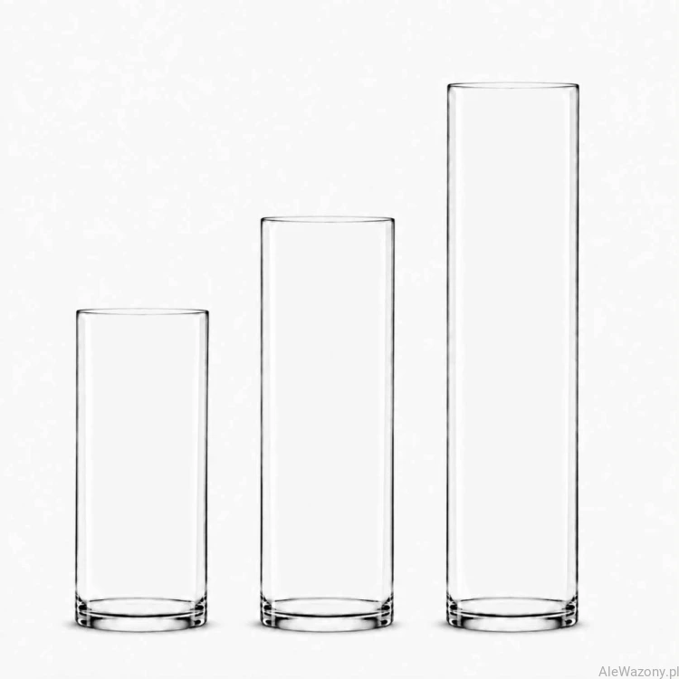 Wazony szklane cylinder  30/40/50 cm  x  12 cm  -  zestaw 3 sztuk