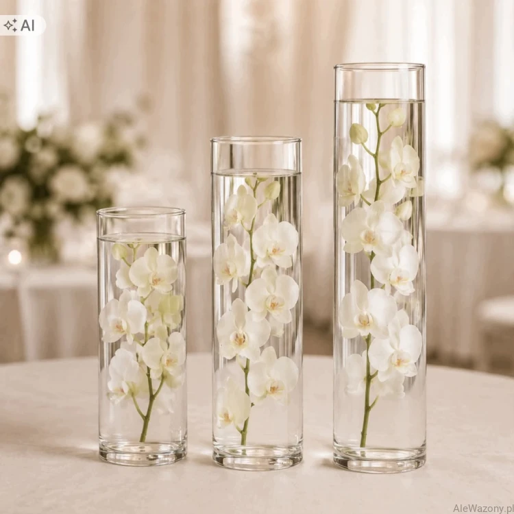 Wazony szklane cylinder  30/40/50 cm  x  12 cm  -  zestaw 3 sztuk