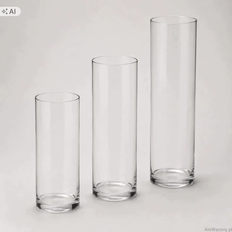 Wazony szklane cylinder  30/40/50 cm  x  12 cm  -  zestaw 3 sztuk