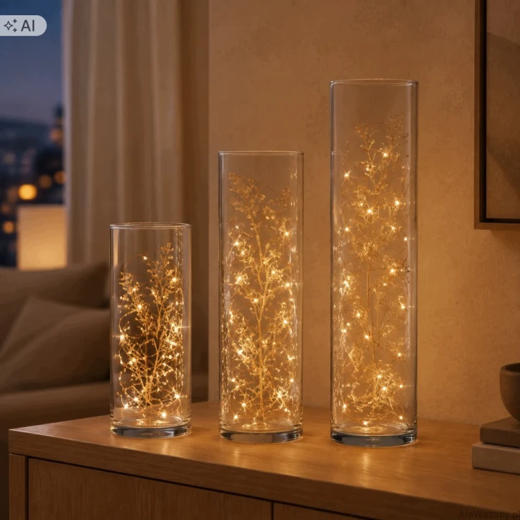 Wazony szklane cylinder  30/40/50 cm  x  12 cm  -  zestaw 3 sztuk
