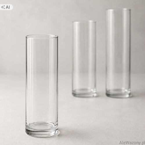 Wazony szklane cylinder  20/25/30 cm  x  6 cm  -   zestaw 3 sztuk