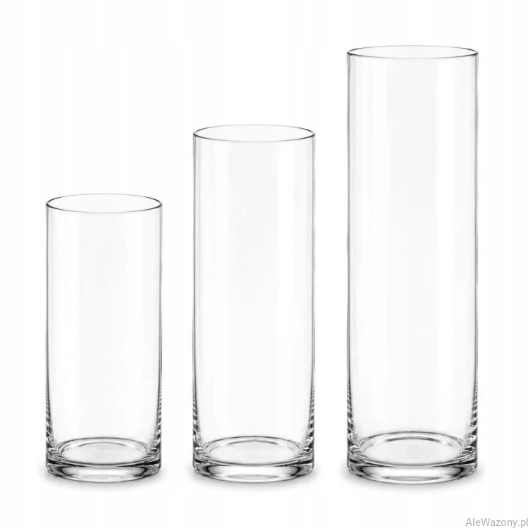 Wazony szklane cylinder  20/25/30 cm  x  8 cm  -  zestaw 3 sztuk