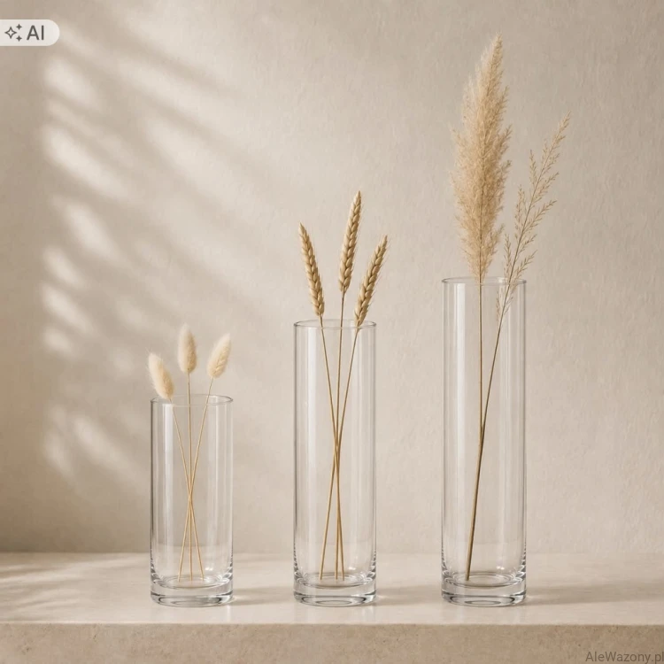 Wazony szklane cylinder  20/25/30 cm  x  8 cm  -  zestaw 3 sztuk
