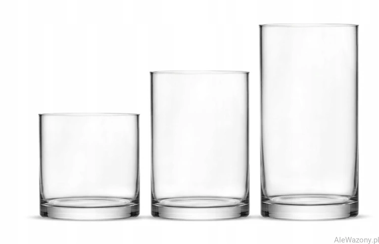Wazony szklane cylinder  10/15/20 cm  x  10 cm  -  zestaw 3 sztuk