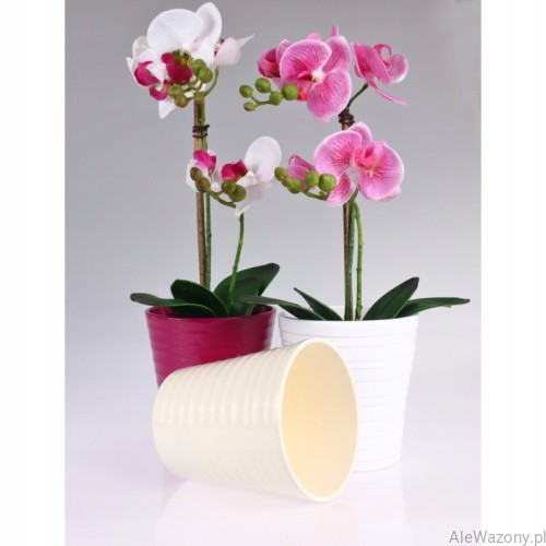 Ceramiczna osłonka do storczyka 13 cm Połysk kolor Jasny Grafit