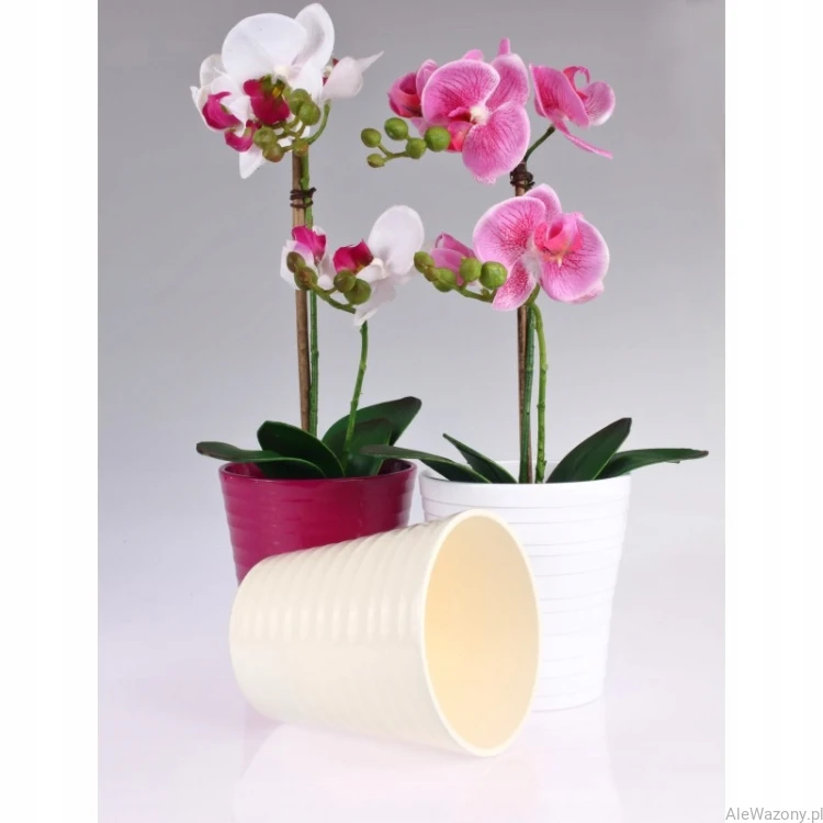 Ceramiczna osłonka do storczyka 13 cm delikatny połysk kolor Granat
