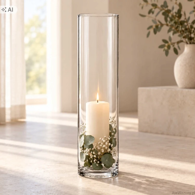 Wazon szklany cylinder  60 cm  x   20 cm