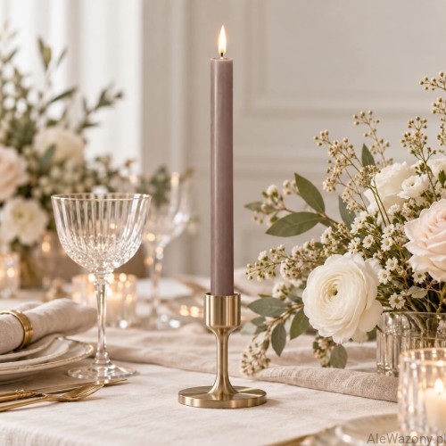 Świeca stołowa rustykalna 24 Rustic Taupe - 1 sztuka