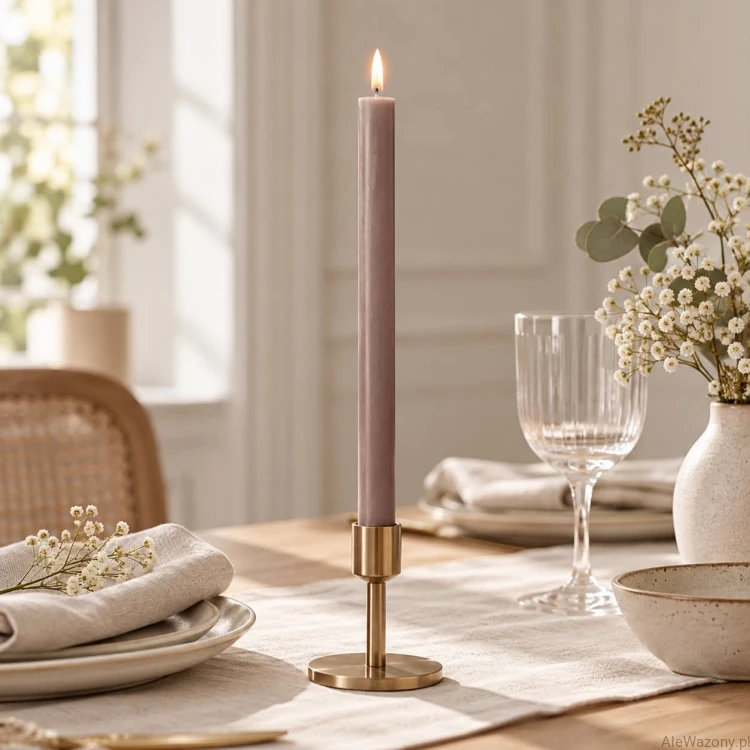 Świeca stołowa rustykalna 24 Rustic Taupe - 1 sztuka