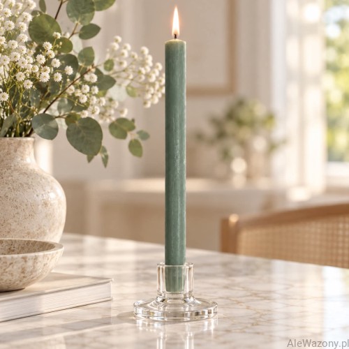 Świeca stołowa rustykalna 68 Jade Green - 1 sztuka