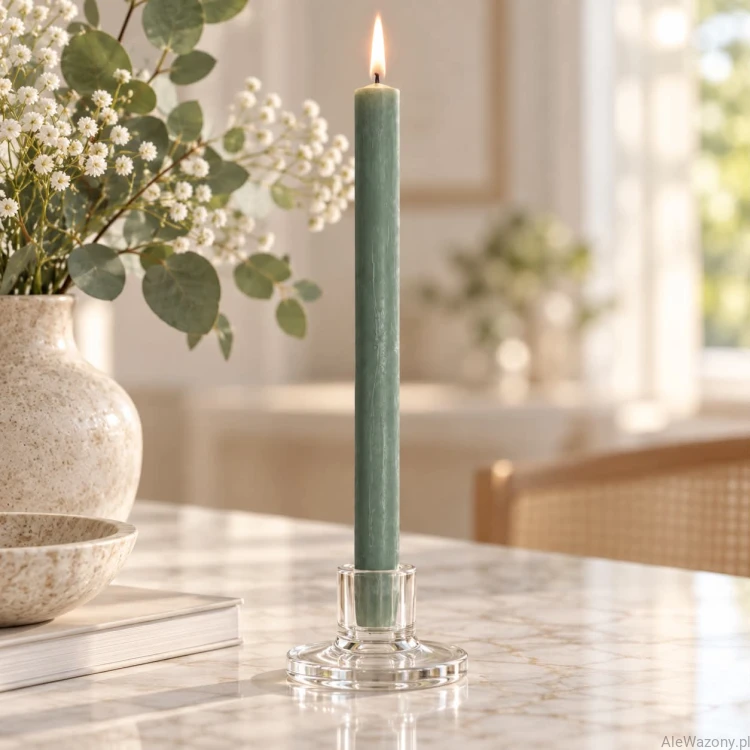 Świeca stołowa rustykalna 68 Jade Green - 1 sztuka