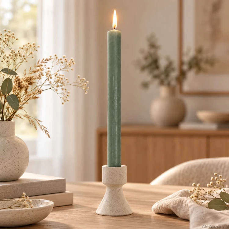 Świeca stołowa rustykalna 68 Jade Green - 1 sztuka