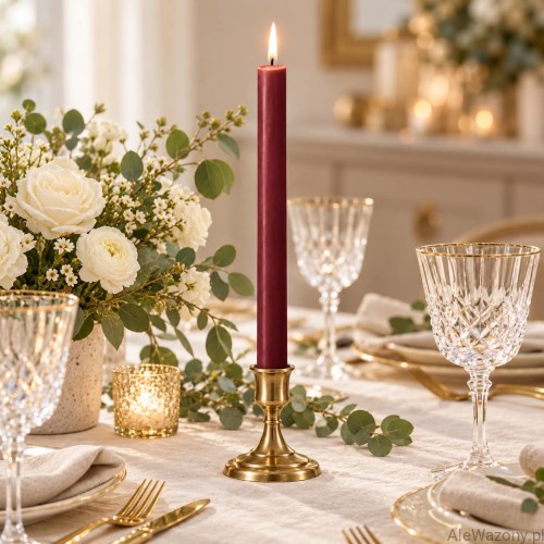 Świeca stołowa rustykalna 47 Velvet Red - 1 sztuka