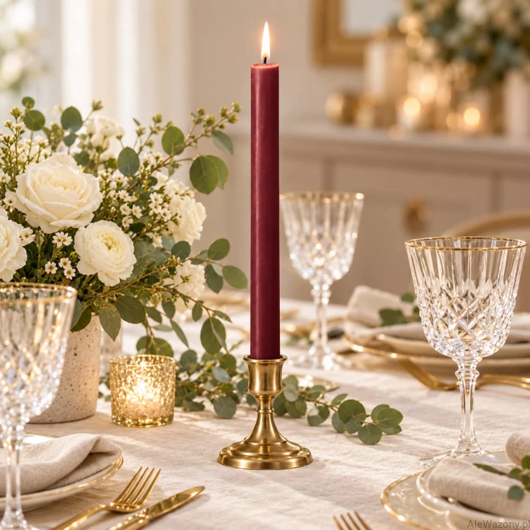 Świeca stołowa rustykalna 47 Velvet Red - 1 sztuka