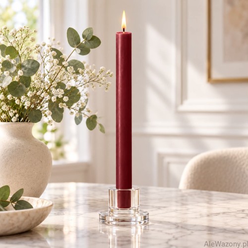 Świeca stołowa rustykalna 47 Velvet Red - 1 sztuka