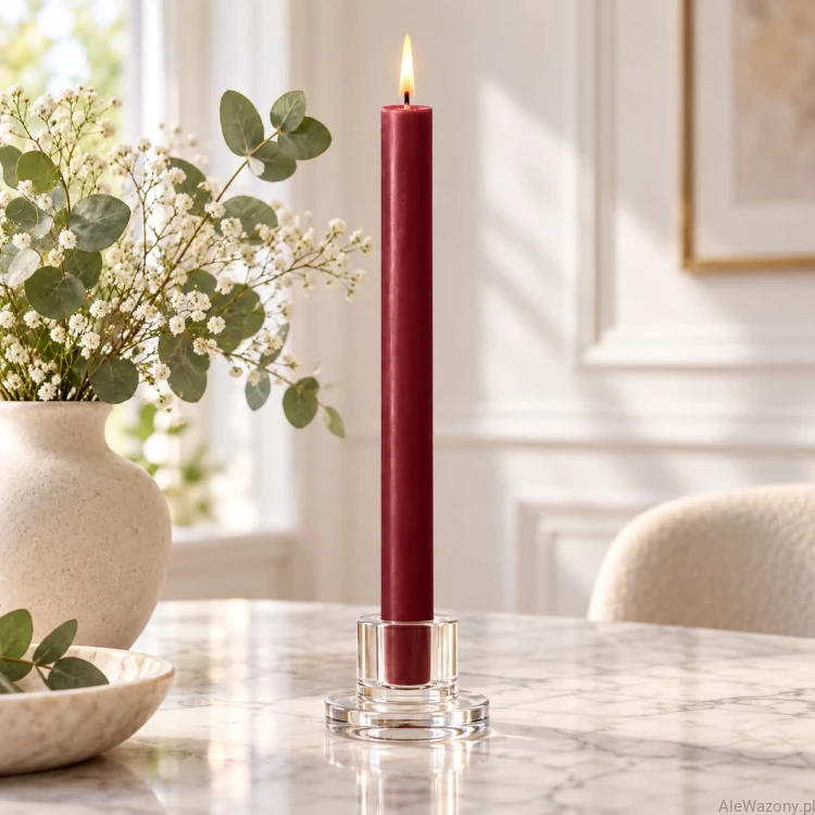 Świeca stołowa rustykalna 47 Velvet Red - 1 sztuka