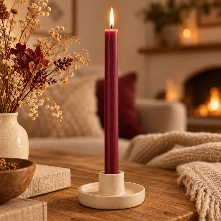 Świeca stołowa rustykalna 47 Velvet Red - 1 sztuka
