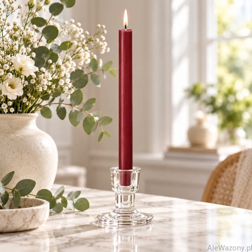 Świeca stołowa rustykalna 41 Delicate Red - 1 sztuka