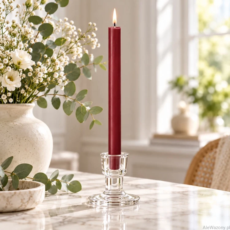 Świeca stołowa rustykalna 41 Delicate Red - 1 sztuka