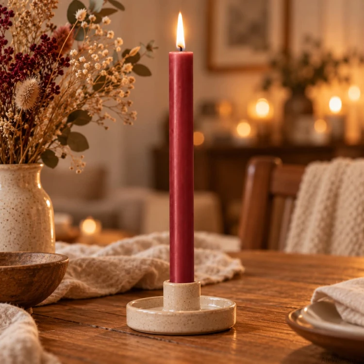 Świeca stołowa rustykalna 41 Delicate Red - 1 sztuka