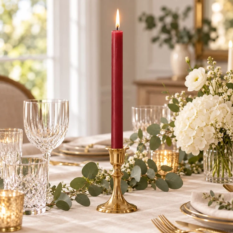 Świeca stołowa rustykalna 41 Delicate Red - 1 sztuka
