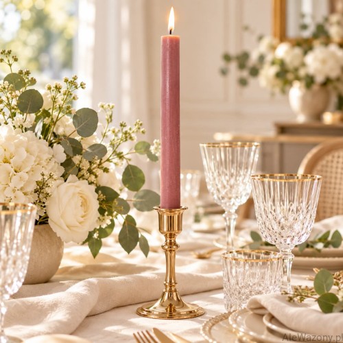 Świeca stołowa rustykalna 39 Ash Rose - 1 sztuka