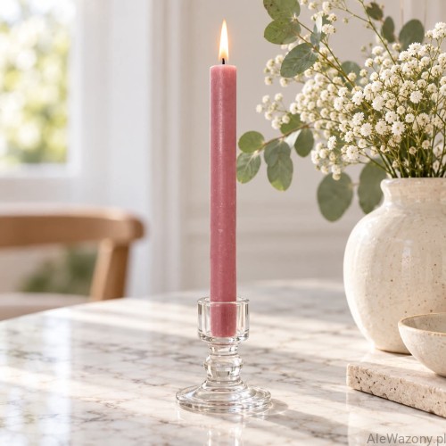 Świeca stołowa rustykalna 39 Ash Rose - 1 sztuka