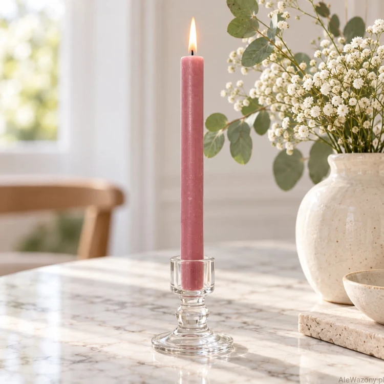 Świeca stołowa rustykalna 39 Ash Rose - 1 sztuka