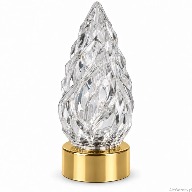 Świeca LED szyszka złota podstawa z bateriami 15 cm