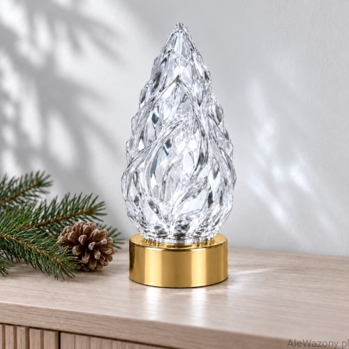 Świeca LED szyszka złota podstawa z bateriami 15 cm