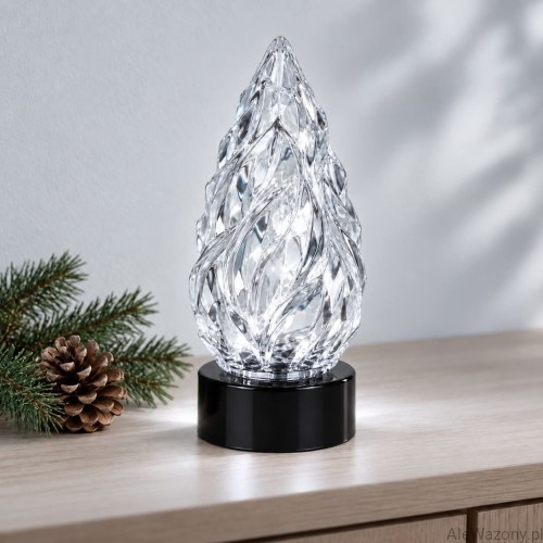 Świeca LED szyszka czarna podstawa z bateriami 15 cm