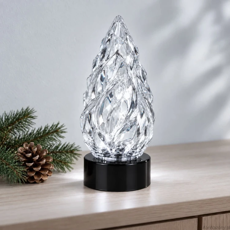 Świeca LED szyszka czarna podstawa z bateriami 15 cm