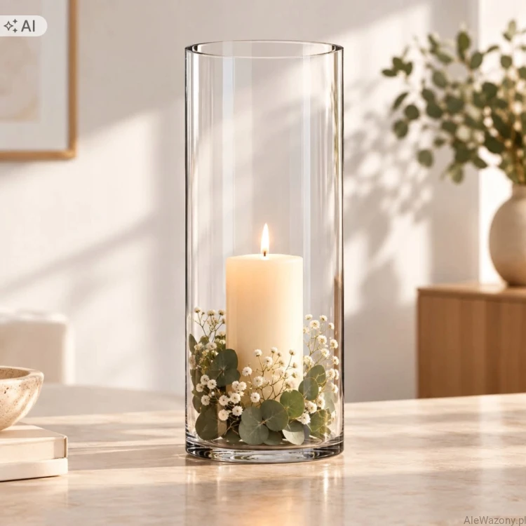Wazon szklany cylinder  h 40cm   d 15cm